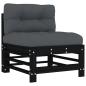 Preview: ARDEBO.de - 7-tlg. Garten-Lounge-Set mit Kissen Schwarz Massivholz