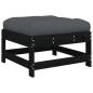 Preview: 7-tlg. Garten-Lounge-Set mit Kissen Schwarz Massivholz