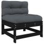 Preview: 6-tlg. Garten-Lounge-Set mit Kissen Schwarz Massivholz