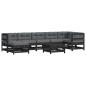 Preview: ARDEBO.de - 8-tlg. Garten-Lounge-Set mit Kissen Schwarz Massivholz