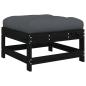 Preview: 7-tlg. Garten-Lounge-Set mit Kissen Schwarz Massivholz