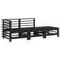 Preview: 3-tlg. Garten-Lounge-Set mit Kissen Schwarz Massivholz