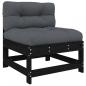 Preview: 5-tlg. Garten-Lounge-Set mit Kissen Schwarz Massivholz