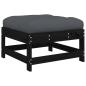 Preview: ARDEBO.de - 5-tlg. Garten-Lounge-Set mit Kissen Schwarz Massivholz