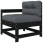 Preview: 5-tlg. Garten-Lounge-Set mit Kissen Schwarz Massivholz