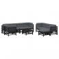 Preview: 10-tlg. Garten-Lounge-Set mit Kissen Schwarz Massivholz