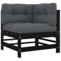 Preview: 10-tlg. Garten-Lounge-Set mit Kissen Schwarz Massivholz