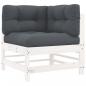 Preview: 10-tlg. Garten-Lounge-Set mit Kissen Weiß Massivholz