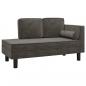 Preview: Chaiselongue mit Kissen und Nackenrolle Dunkelgrau Samt