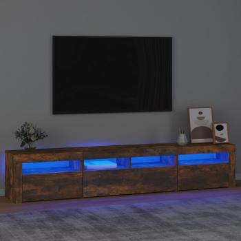 ARDEBO.de - TV-Schrank mit LED-Leuchten Räuchereiche 210x35x40 cm