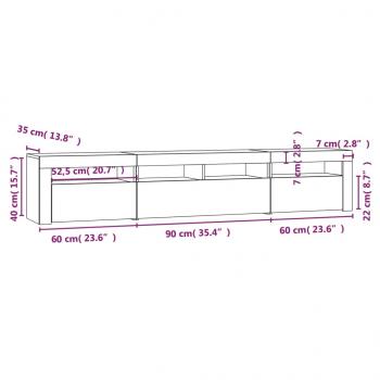 TV-Schrank mit LED-Leuchten Räuchereiche 210x35x40 cm