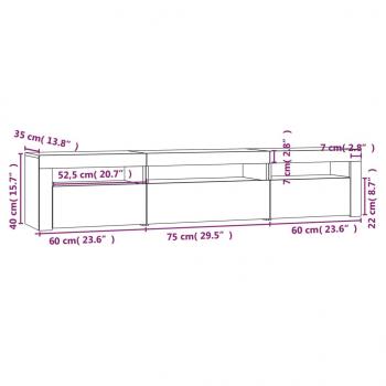 TV-Schrank mit LED-Leuchten Betongrau 195x35x40 cm