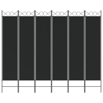 6-tlg. Paravent Schwarz 240x200 cm Stoff