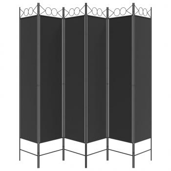 6-tlg. Paravent Schwarz 240x200 cm Stoff