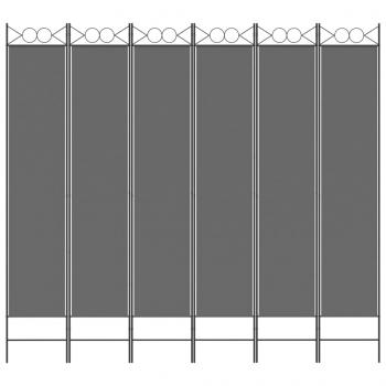6-tlg. Paravent Anthrazit 240x220 cm Stoff