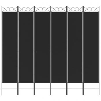 6-tlg. Paravent Schwarz 240x220 cm Stoff