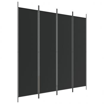 4-tlg. Paravent Schwarz 200x200 cm Stoff