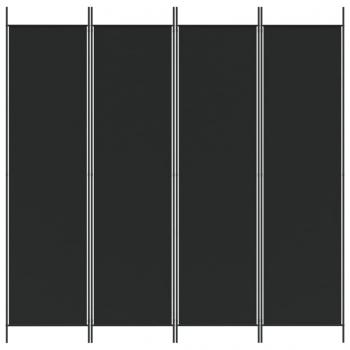 4-tlg. Paravent Schwarz 200x200 cm Stoff