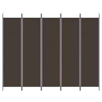 5-tlg. Paravent Braun 250x200 cm Stoff