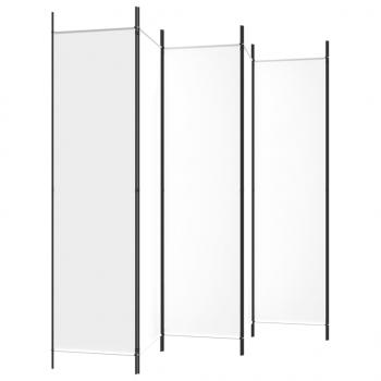 6-tlg. Paravent Weiß 300x200 cm Stoff