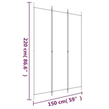 3-tlg. Paravent Schwarz 150x220 cm Stoff