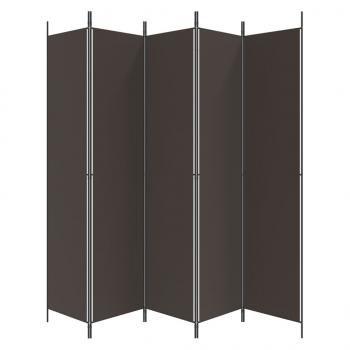 5-tlg. Paravent Braun 250x220 cm Stoff