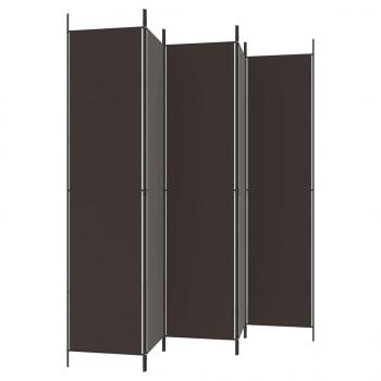 5-tlg. Paravent Braun 250x220 cm Stoff