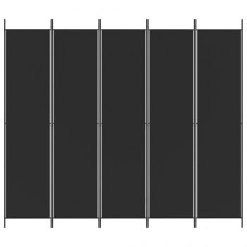 5-tlg. Paravent Schwarz 250x220 cm Stoff