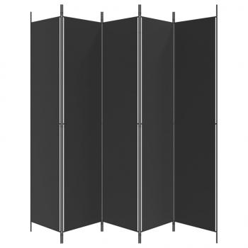 5-tlg. Paravent Schwarz 250x220 cm Stoff