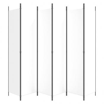 6-tlg. Paravent Weiß 300x220 cm Stoff