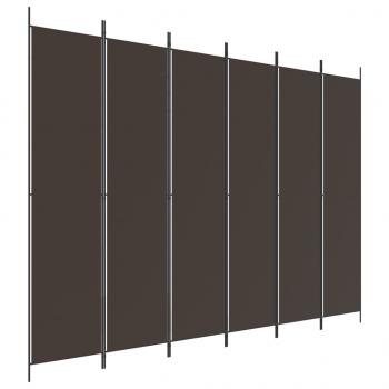 6-tlg. Paravent Braun 300x220 cm Stoff