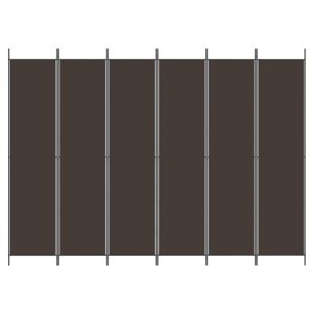 6-tlg. Paravent Braun 300x220 cm Stoff