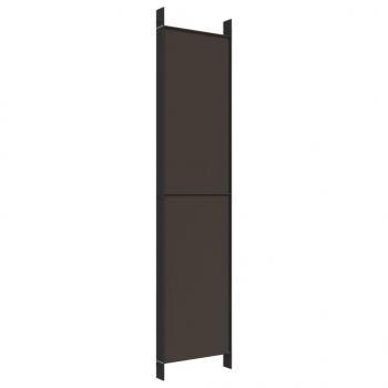 6-tlg. Paravent Braun 300x220 cm Stoff