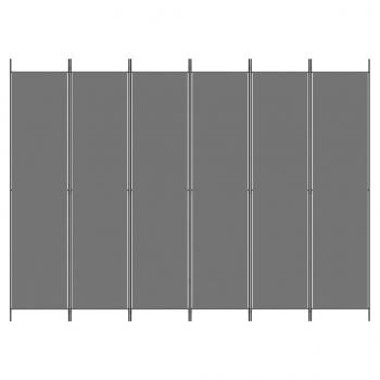 6-tlg. Paravent Anthrazit 300x220 cm Stoff