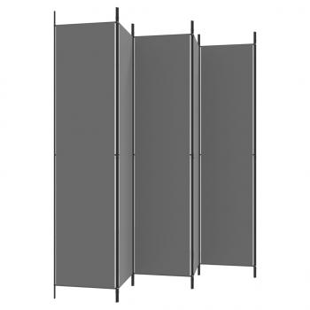 6-tlg. Paravent Anthrazit 300x220 cm Stoff