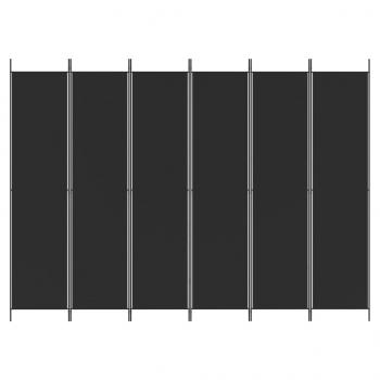 6-tlg. Paravent Schwarz 300x220 cm Stoff