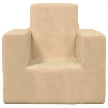 Kindersofa Creme Weich Plüsch