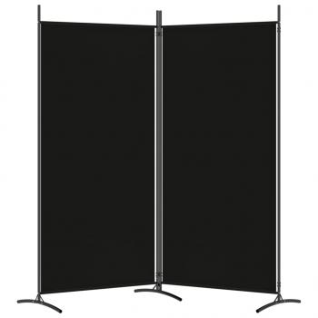 2-tlg. Paravent Schwarz 175x180 cm Stoff