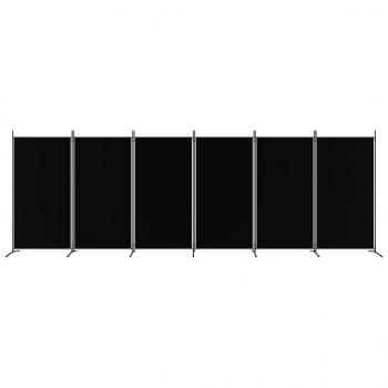 6-tlg. Paravent Schwarz 520x180 cm Stoff