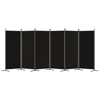 6-tlg. Paravent Schwarz 520x180 cm Stoff