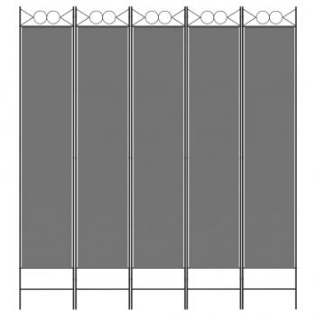 5-tlg. Paravent Anthrazit 200x220 cm Stoff