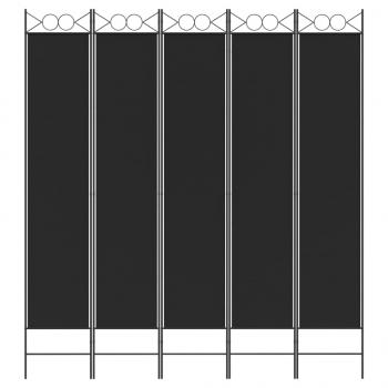 5-tlg. Paravent Schwarz 200x220 cm Stoff