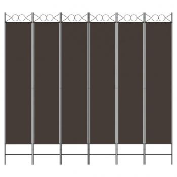 6-tlg. Paravent Braun 200x220 cm Stoff