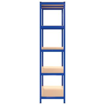 Lagerregal mit 5 Böden Blau Stahl & Holzwerkstoff
