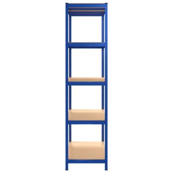 Lagerregal mit 5 Böden Blau Stahl & Holzwerkstoff