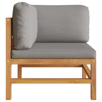 2-Sitzer-Gartensofa mit Grauen Kissen Massivholz Teak