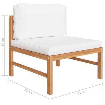 10-tlg. Garten-Lounge-Set mit Creme Kissen Massivholz Teak