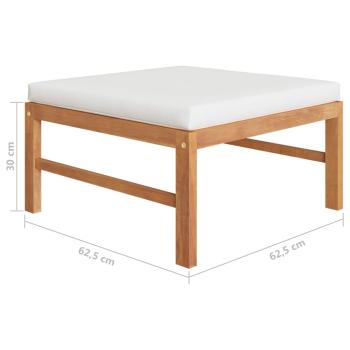 10-tlg. Garten-Lounge-Set mit Creme Kissen Massivholz Teak