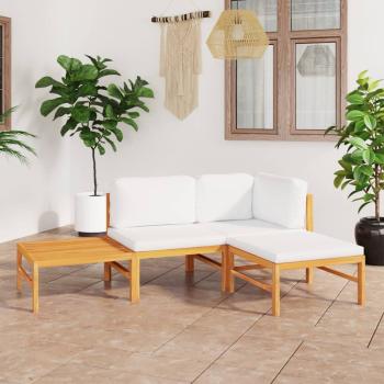 ARDEBO.de - 4-tlg. Garten-Lounge-Set mit Creme Kissen Massivholz Teak