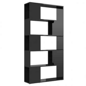 Bücherregal Raumteiler Hochglanz-Schwarz 80x24x155cm